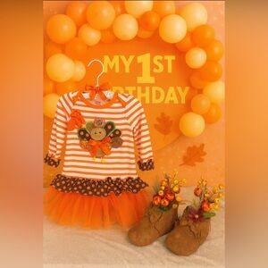 Turkey Bird Centerpiece Dress For Baby Shower, Little Girls Birthday